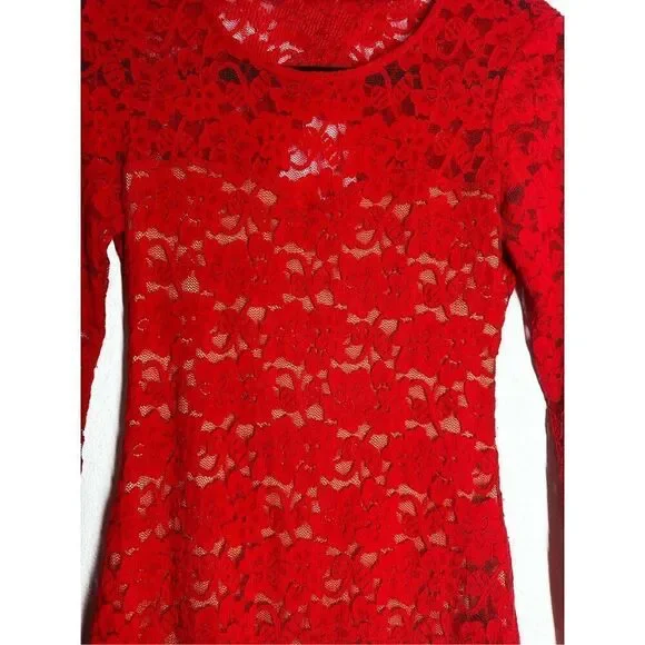 Women’s Express Red Lace Backless Bodycon Dress Size XS - Picture 2 of 13